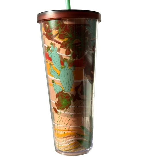 Starbucks Terracotta Desert Cactus Succulent Summer Venti Tumbler 24oz Lid Straw - Picture 3 of 8